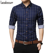 LANGBEEYAR Autumn Men Clothes Slim Fit Long Sleeve Cotton