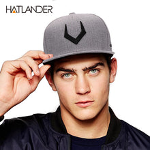 HATLANDER grey wool snapback 3D pierced baseball cap for men and women